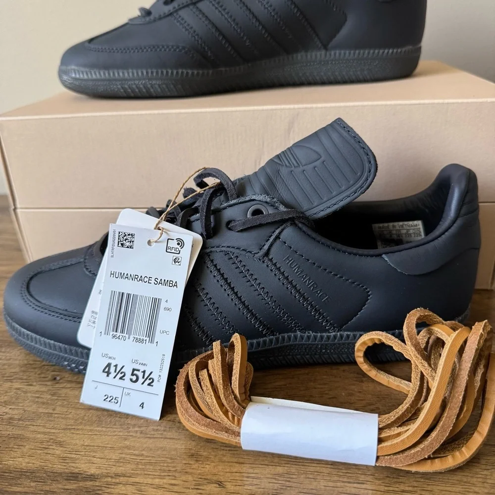 ADIDAS HUMAN RACE SAMBA LOW TOP SNEAKERS NIGHT GREY MENS SIZE 4.5 WOMENS 5.5 NWB - Picture 8 of 12